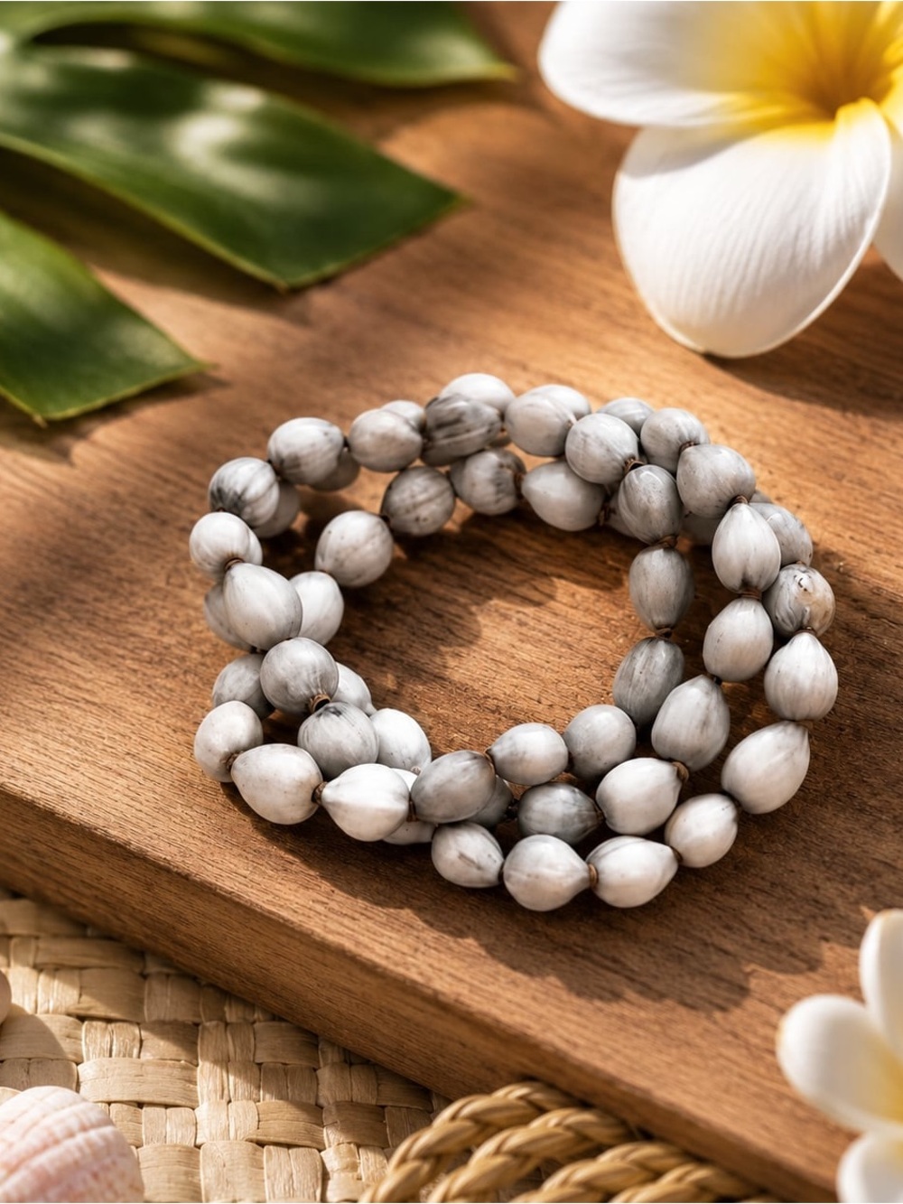 Triple-Row Layered Job’s Tears Bracelet |Authentic Hawaiian Jewelry